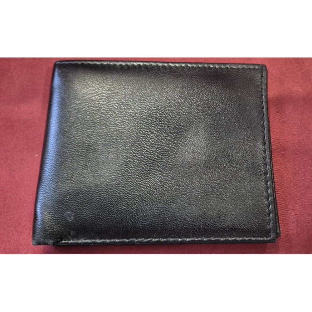 Marshal Black Leather Bifold Wallet Minimalist Card Holder Organizers EUC